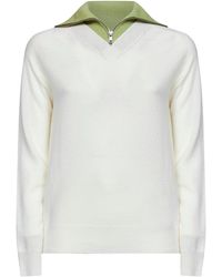 MM6 by Maison Margiela - Off- Wool Blend Sweater With Contrasting Collar - Lyst