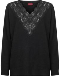 Gucci - Wool And Cashmere Knit Sweater With Lace - Lyst