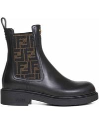 Fendi - Leather Filo Biker Ankle Boots - Lyst