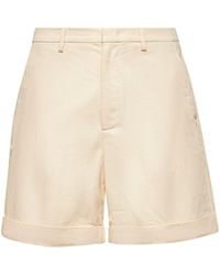 Valentino - Ecru Cotton And Linen Bermuda Shorts - Lyst