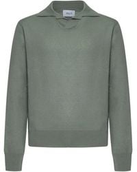 D 40 - V-Neck Ribbed-Cuff Polo Shirt - Lyst