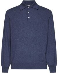Brunello Cucinelli - Polo Shirt Denim Cashmere - Lyst
