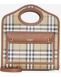 Burberry - Pocket Check Canvas Mini Bag - Lyst