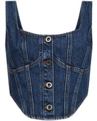 Self-Portrait - Self Portrait Denim Corset Top - Lyst