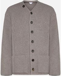 Bottega Veneta - Ribbed Knit Wool Cardigan - Lyst