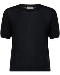 Blanca Vita - Lightweight Wool Knit Short-Sleeved Sweater - Lyst