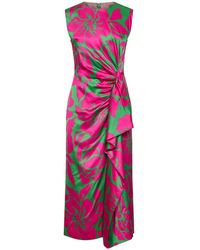 Dries Van Noten - Hawaiian Floral-Print Viscose Draped Midi Dress - Lyst