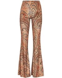 Etro - Paisley Print Stretch Chenille Flared Trousers - Lyst