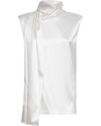 Bottega Veneta - Stretch Silk Satin Top With Integrated Scarf Detail - Lyst
