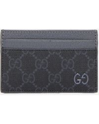 Gucci - GG Fabric And Leather Card Holder - Lyst