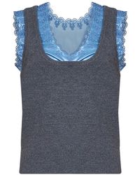 Rabanne - Wool And Cashmere Knit Tank Top With Satin Insert - Lyst
