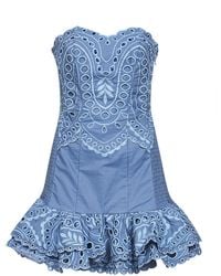 Charo Ruiz - Light Embroidered Cotton Blend Salty Bustier Mini Dress - Lyst