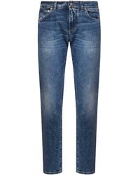 Dolce & Gabbana - Stretch Cotton Denim Slim Jeans - Lyst