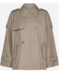 Max Mara The Cube - Cotton-blend Double-breasted Short Trench Coat - Lyst