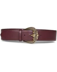 Etro - Burgundy Leather Belt With Paisley Buckle - Lyst