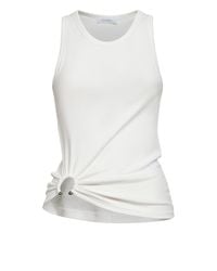 Rabanne - Ribbed Stretch Cotton Tank Top With Piercing - Lyst
