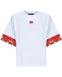 Dolce & Gabbana - Jersey T-Shirt With Maiolica-Print Scarf - Lyst