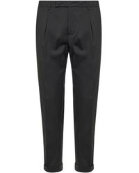 D 40 - Charcoal Stretch Wool Blend Slim Carrot Trousers - Lyst