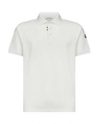 Moncler - Natural Cotton Piqué Polo Shirt With Logo - Lyst