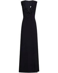 Costarellos - Crêpe Jevi Column Gown With Floral Appliqués - Lyst