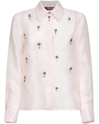 Max Mara - Silk Organza Mseagi Embroidered Shirt - Lyst
