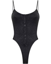 DIESEL - Dark Marbled Ribbed Jersey T-Ley Bodysuit - Lyst