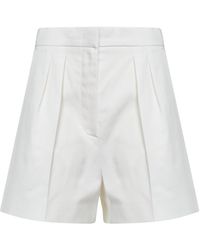 Max Mara - Stretch Cotton Satin Mxmtabacco Shorts - Lyst