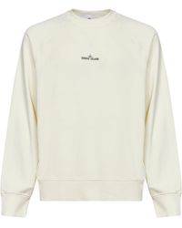 Stone Island - Cotton Crewneck Sweatshirt With Compass Print - Lyst
