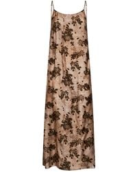 Uma Wang - Tan And Floral Moulay Anaya Long Slip Dress - Lyst