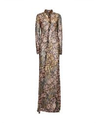 Dries Van Noten - Aubergine Mini Floral Patchwork-Print Jacquard Dalima Long Shirt Dress - Lyst