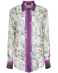 Gucci - Ivory Printed Silk Twill Shirt - Lyst