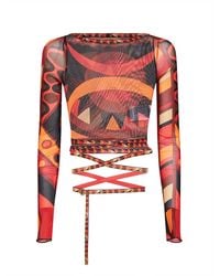 PUCCI - And Vivara-Print Tulle Cropped Top - Lyst
