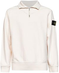Stone Island - Brushed Organic Cotton Half-Zip Sweatshirt - Lyst
