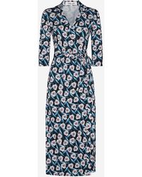 Diane von Furstenberg - Abigail Print Silk Midi Wrap Dress - Lyst