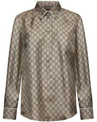 Gucci - Printed Silk Twill Shirt - Lyst