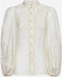 Zimmermann - Ottie Embroidered Linen Shirt - Lyst