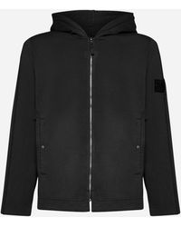 Stone Island Shadow Project Cotton Blend Zip-up Hoodie - Black