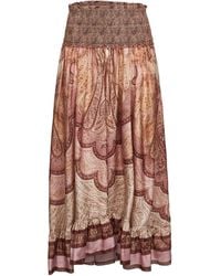 Zimmermann - Tapestry-Print Burgundy Silk Habotai Wanderlust Maxi Skirt - Lyst