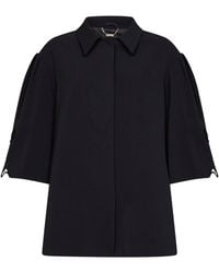 Blumarine - Technical Cady Oversized Jacket With Embroidery - Lyst
