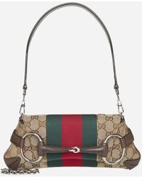 Gucci - Horsebit Chain Small GG Fabric Bag - Lyst