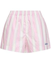 MC2 Saint Barth - And Cream Striped Poplin Embroidered Meave Shorts - Lyst