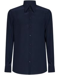 Dolce & Gabbana - Dark Silk Crêpe De Chine Martini Shirt - Lyst