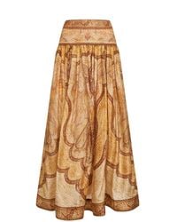 Zimmermann - Tapestry-Print Mustard Cotton-Slik Blend Wanderlust Maxi Skirt - Lyst