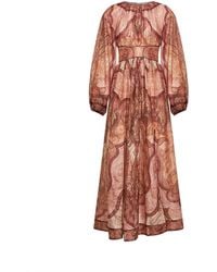 Zimmermann - Tapestry-Print Burgundy Cotton Blend Wanderlust Maxi Dress - Lyst