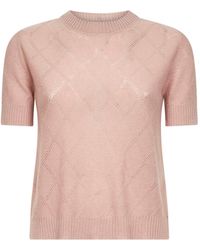 Blanca Vita - Openwork Diamond-Stitch Knit Cashmere Button-Up Sweater - Lyst