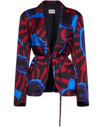 Dries Van Noten - Marbled Clay-Print Twill Blursy Belted Blazer - Lyst