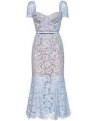 Self-Portrait - Self Portrait Light Lace Belted Midi Dress - Lyst