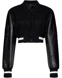 Givenchy - Wool And Leather Cropped Varsity Jacket - Lyst