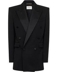 Saint Laurent - Grain De Poudre Wool Tuxedo Jacket - Lyst