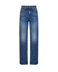 Chloé - Dark Cobalt Denim High-Rise Straight-Leg Jeans - Lyst